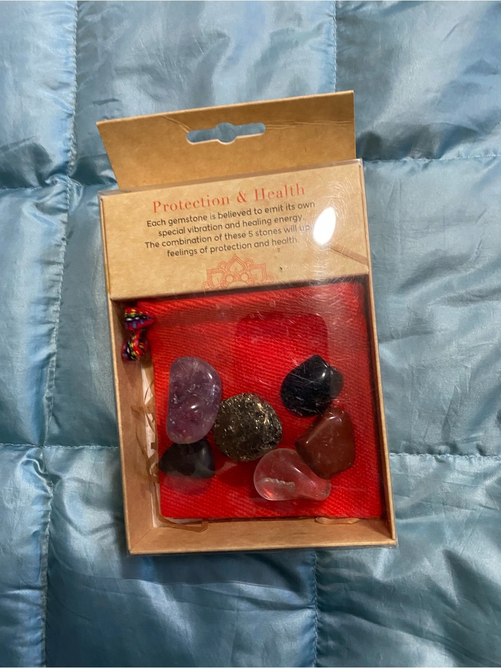 Protection & Health Gemstone Healing Stone Set - Red Pouch